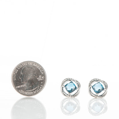 David Yurman Sterling Silver Blue Topaz 7mm Infinity Earrings 2 of 4