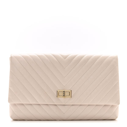Chanel Aged Calfskin Chevron Quilted Reissue 2.55 Clutch Ivory 1 of 10
