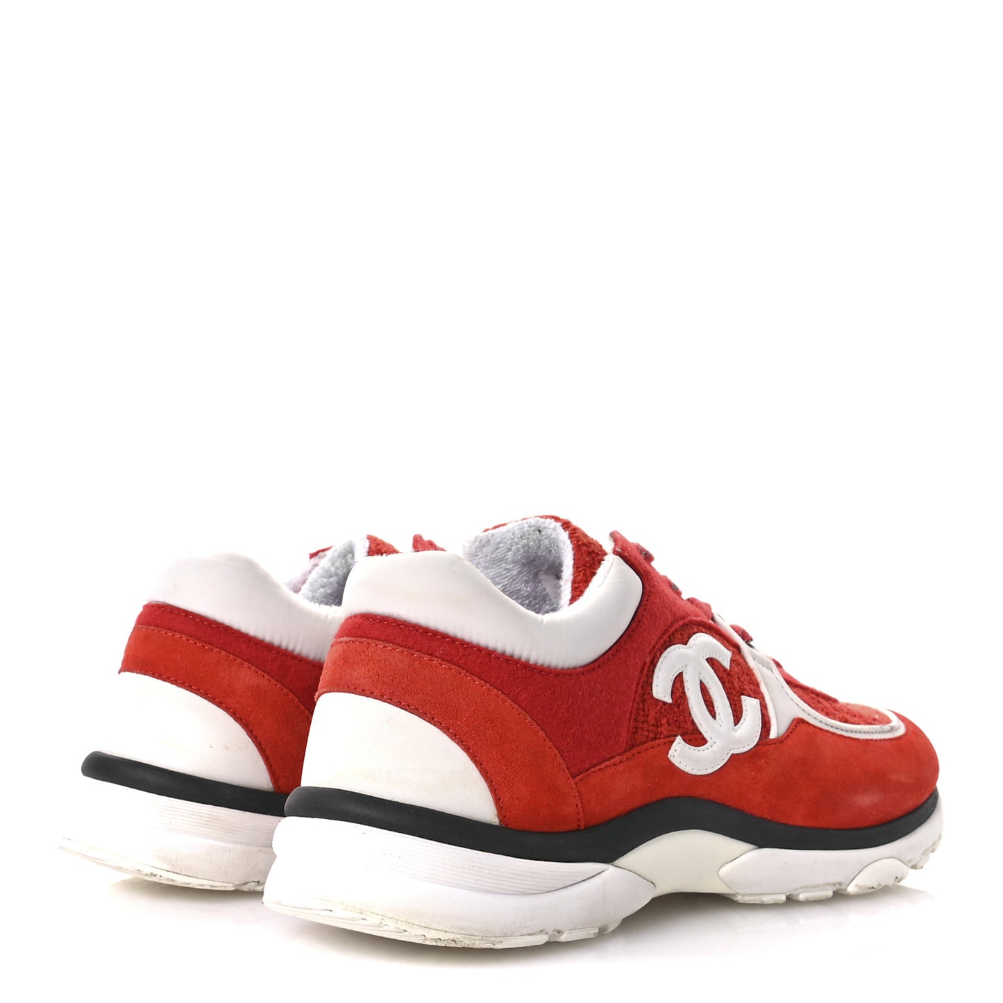 Tweed Suede Felt CC Sneakers 45 Red