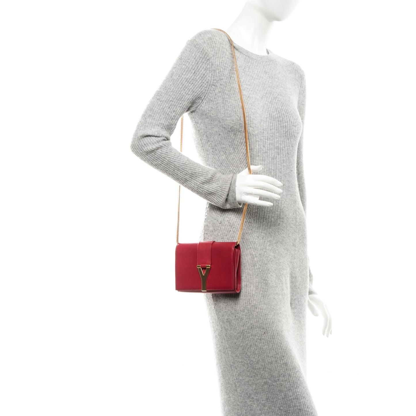 Calfskin Small Classic Y Satchel Bag Rouge Orient