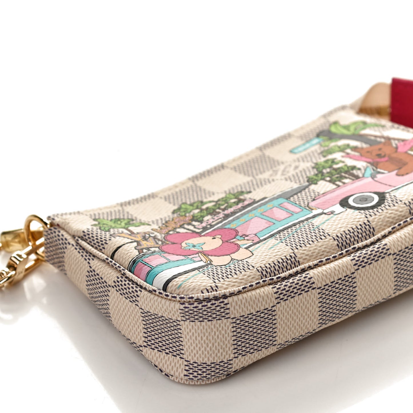 Damier Azur 2021 Christmas Animation Hollywood Mini Pochette Accessories Fuchsia