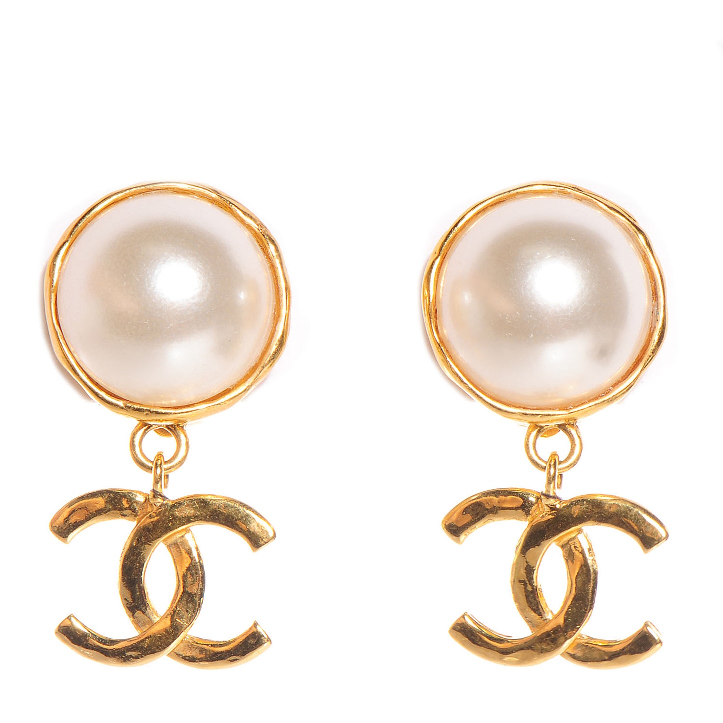 Pearl CC Dangle Clip On Earrings