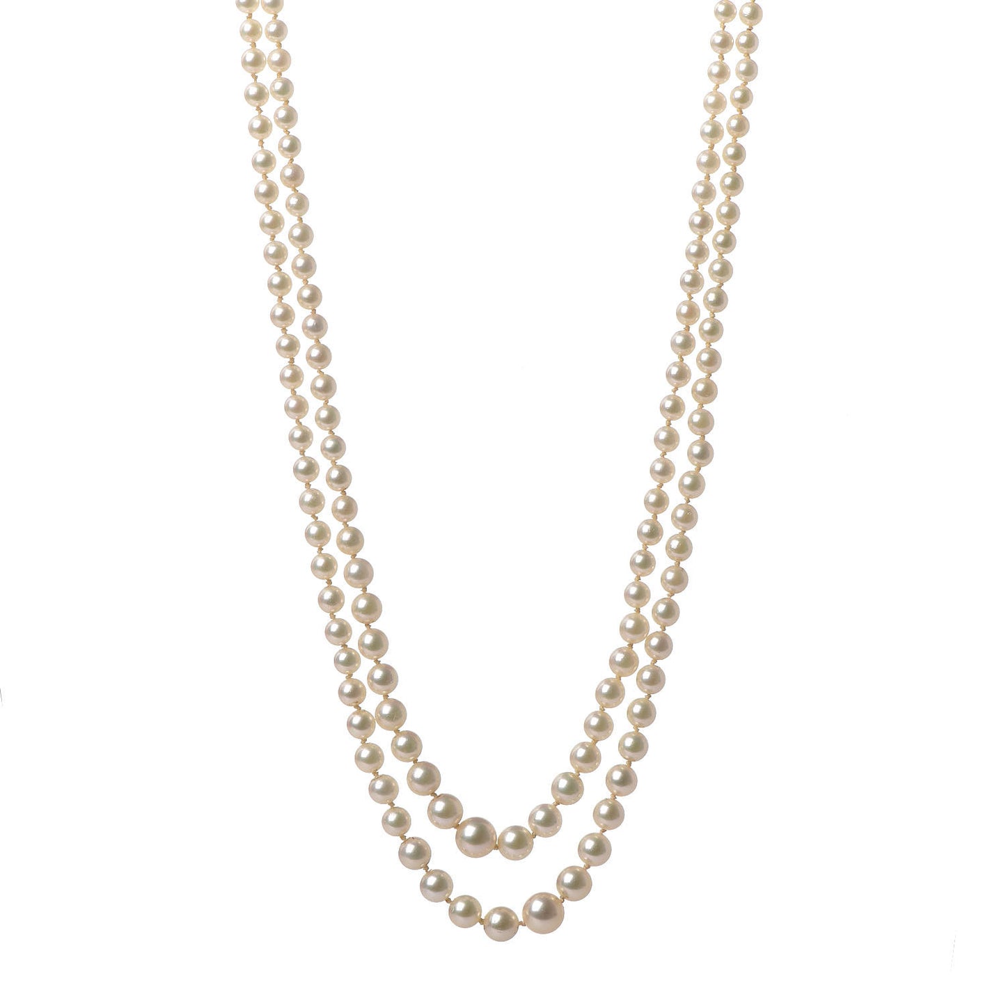 Sterling Silver Akoya Pearl 3.5-7.5mm Double Strand Graduated Necklace
