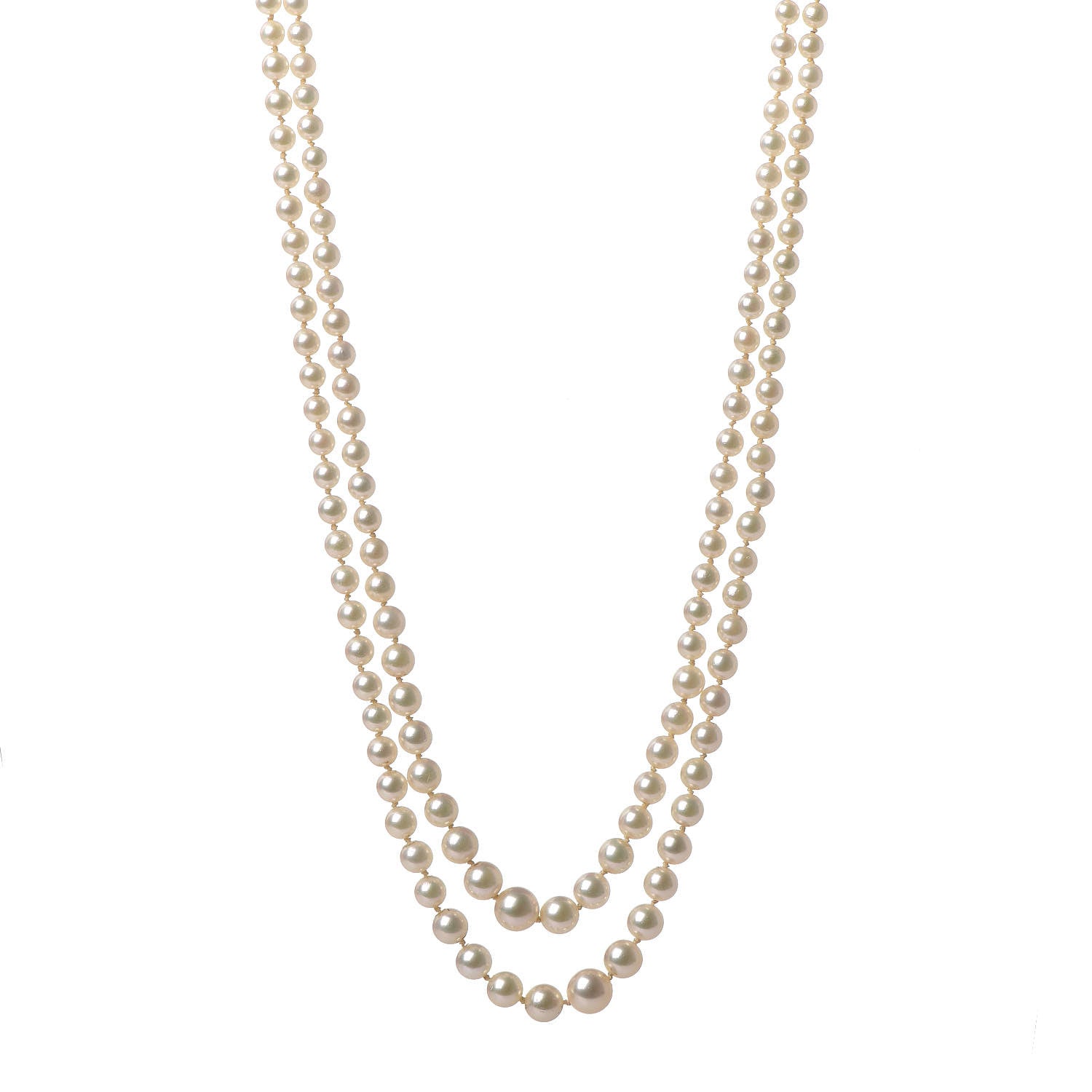 Mikimoto Sterling Silver Akoya Pearl 3.5-7.5mm Double Strand Graduated Necklace 1 of 6