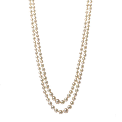 Mikimoto Sterling Silver Akoya Pearl 3.5-7.5mm Double Strand Graduated Necklace 1 of 6