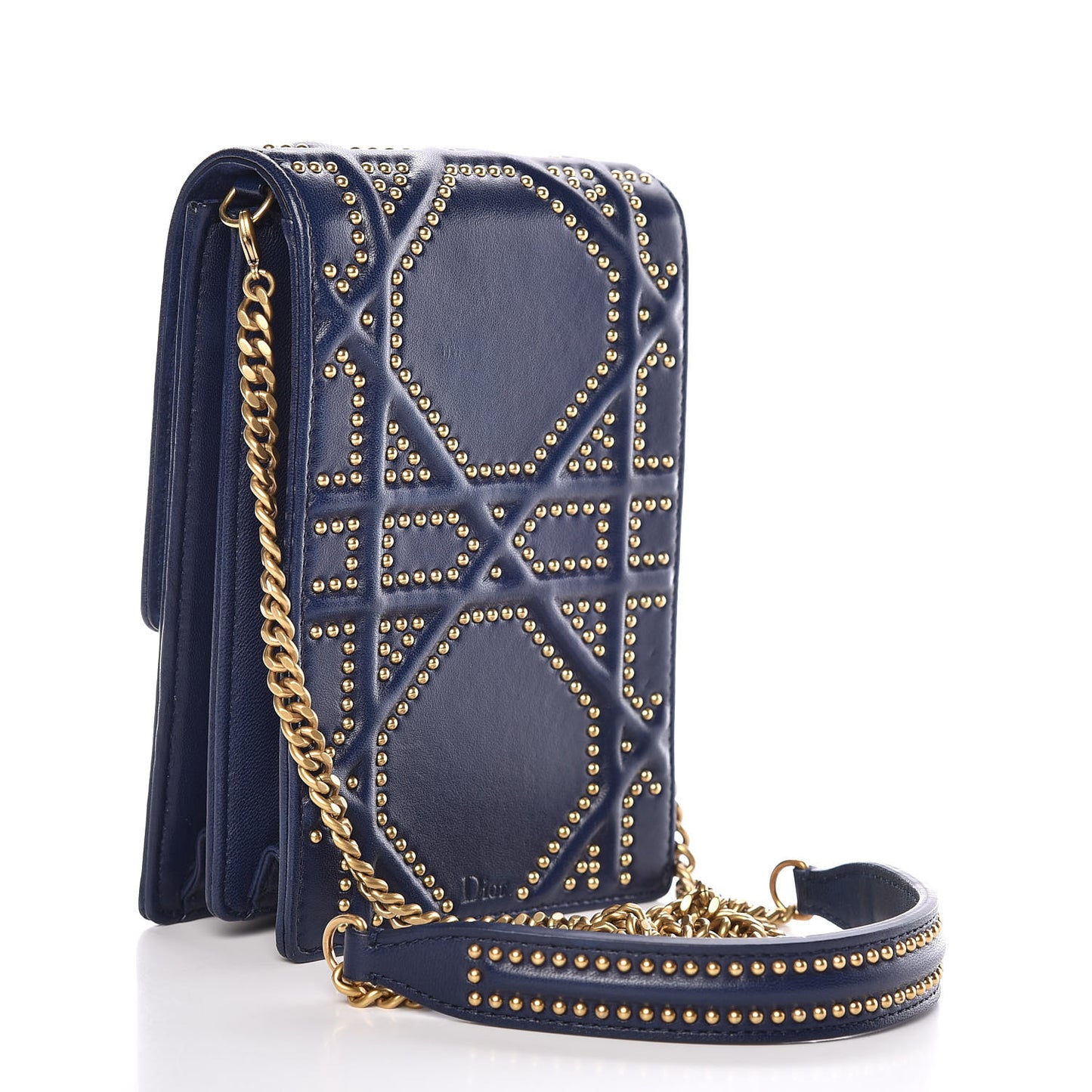 Lambskin Studded Vertical Diorama Indigo