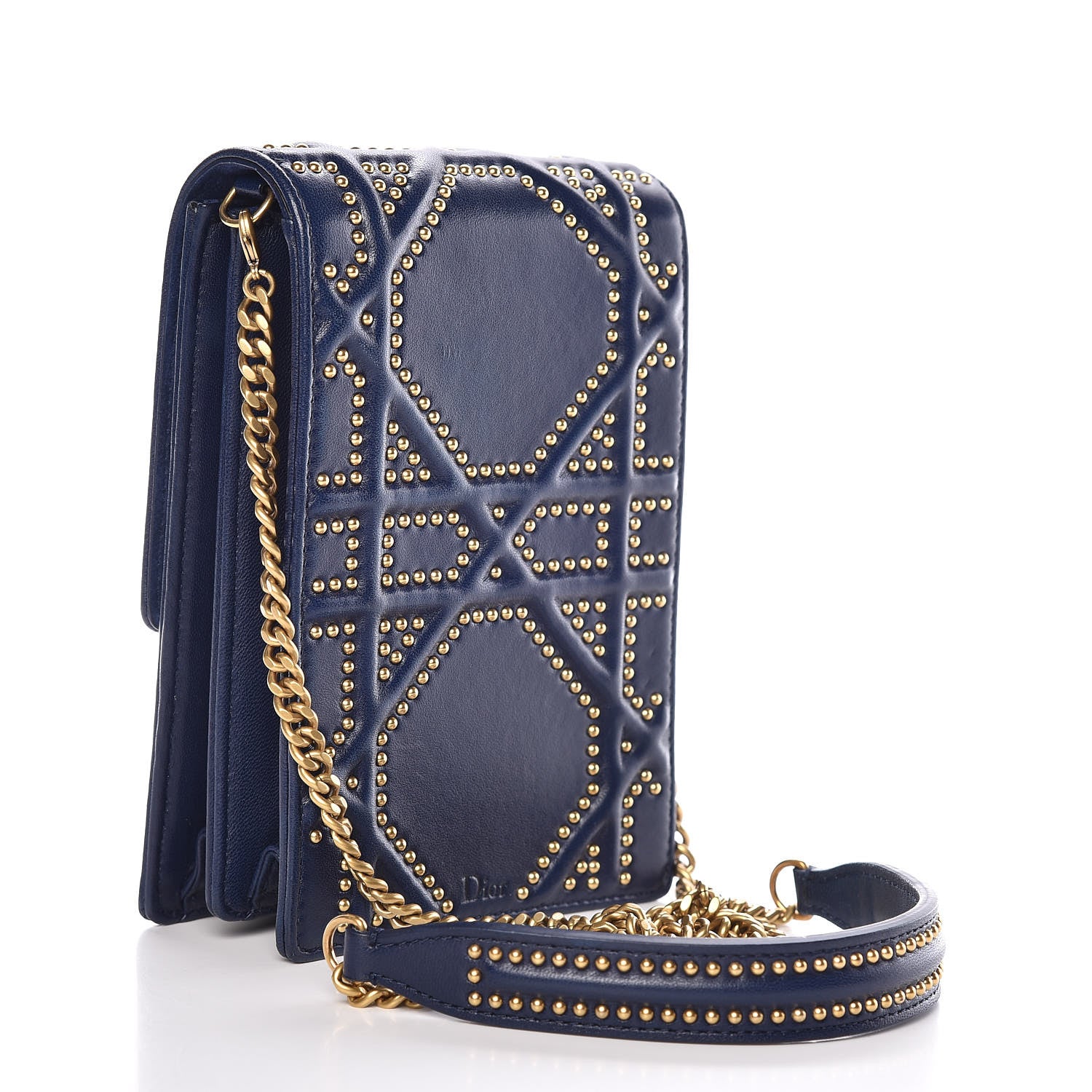 Christian Dior Lambskin Studded Vertical Diorama Indigo 3 of 10