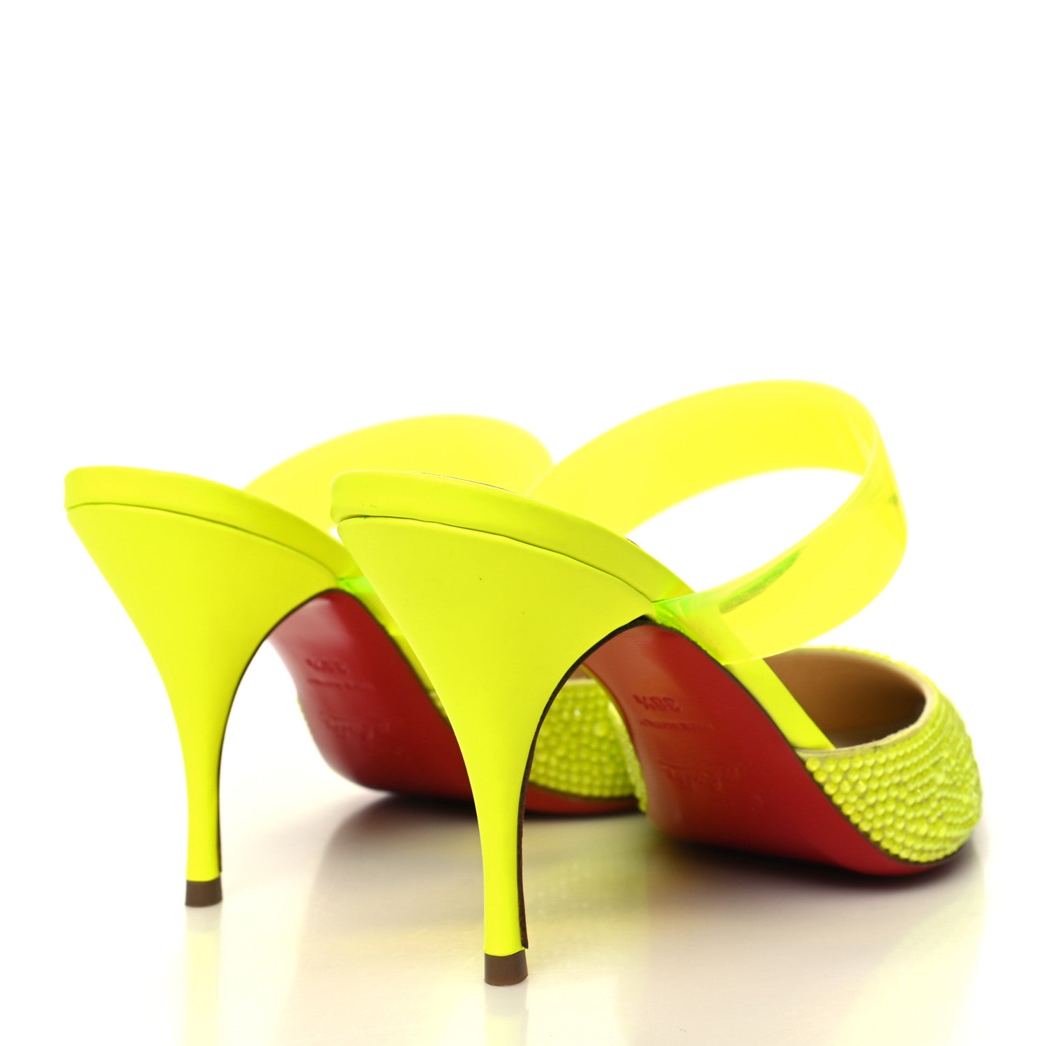 Christian Louboutin Suede PVC Fluo Matt Choc PVC Strass 80 Pumps 38.5 Sulfure 4 of 7
