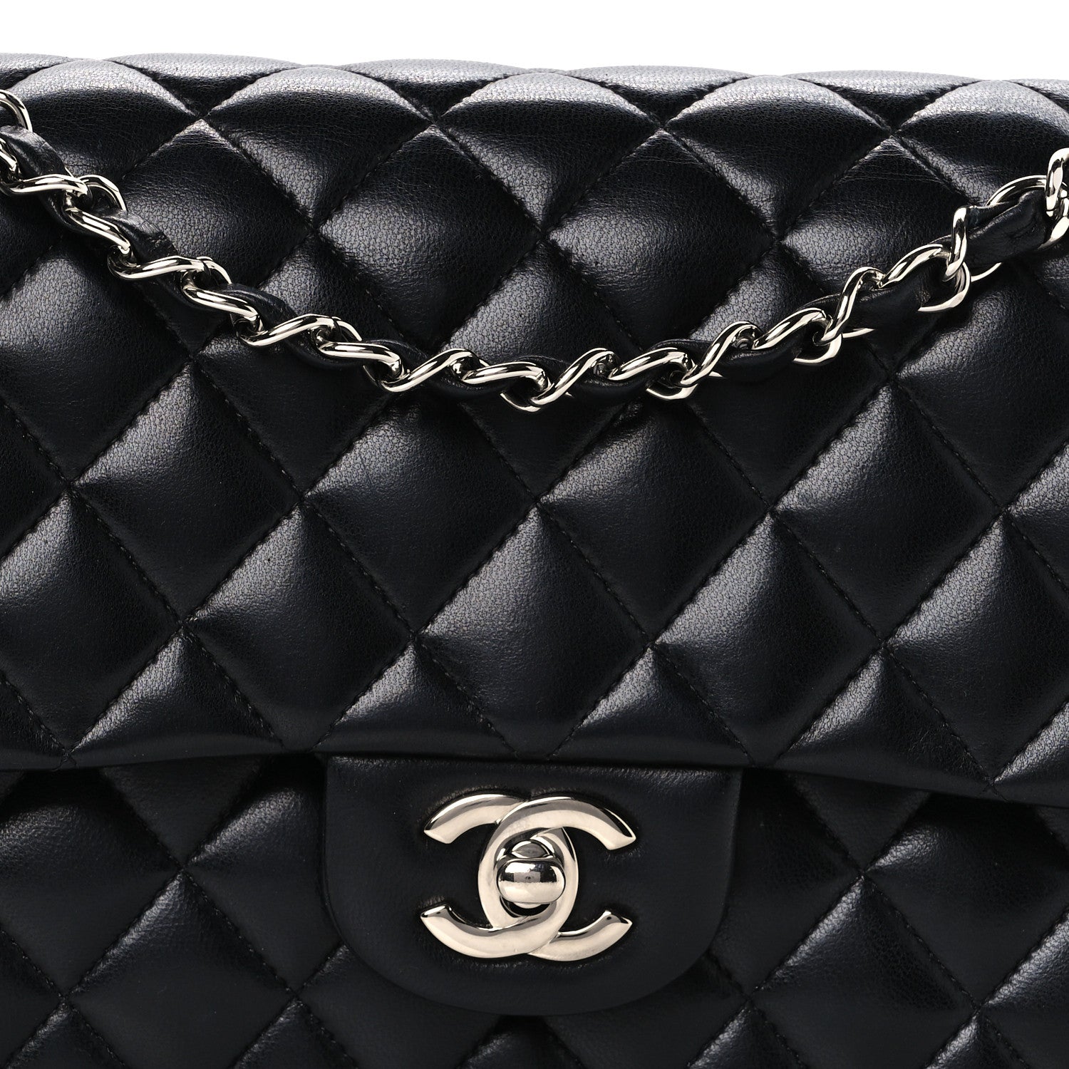 Chanel Lambskin Quilted Medium Double Flap Black Black 8 of 11