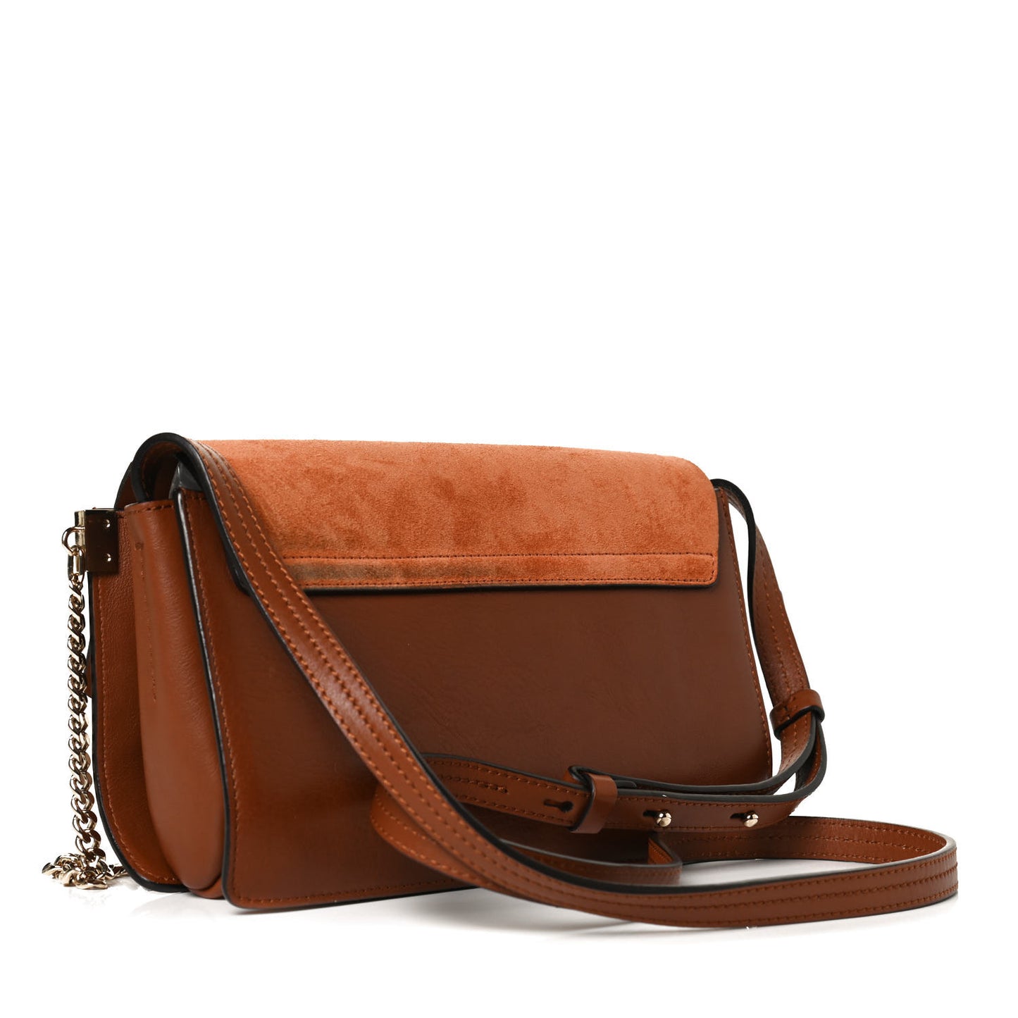 Suede Calfskin Small Faye Shoulder Bag Tobacco
