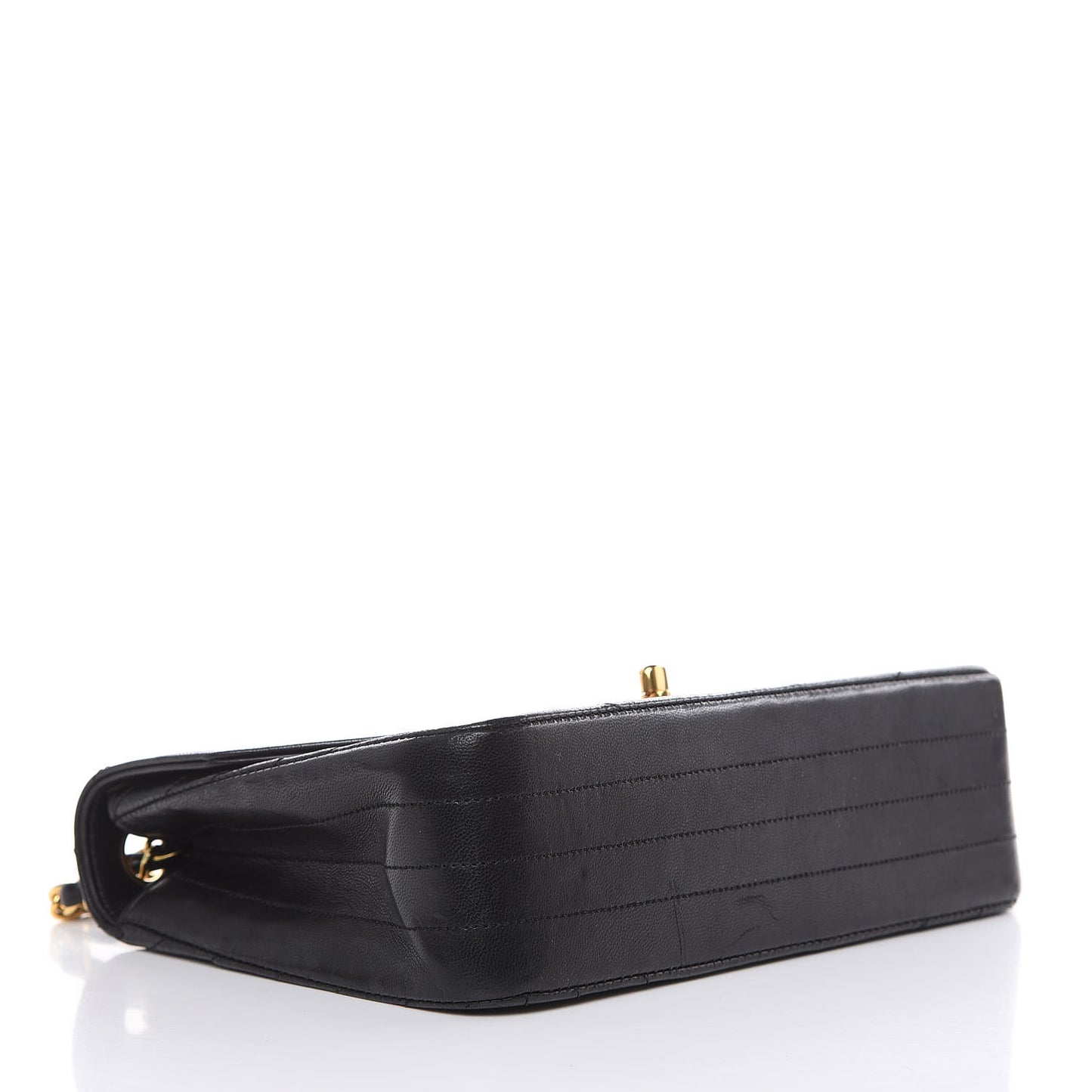 Lambskin Ribbon Quilted Small Single Flap Black