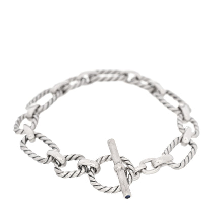 David Yurman Sterling Silver Blue Sapphire 9.5mm Cushion Link Bracelet 2 of 3