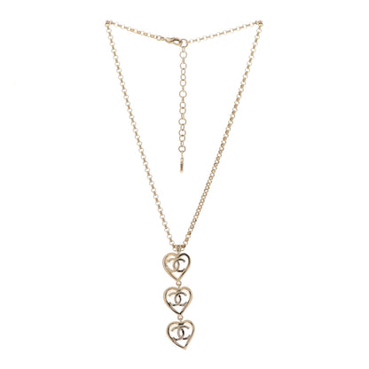 Chanel Metal CC Heart Coco In Love Drop Necklace Gold 3 of 6