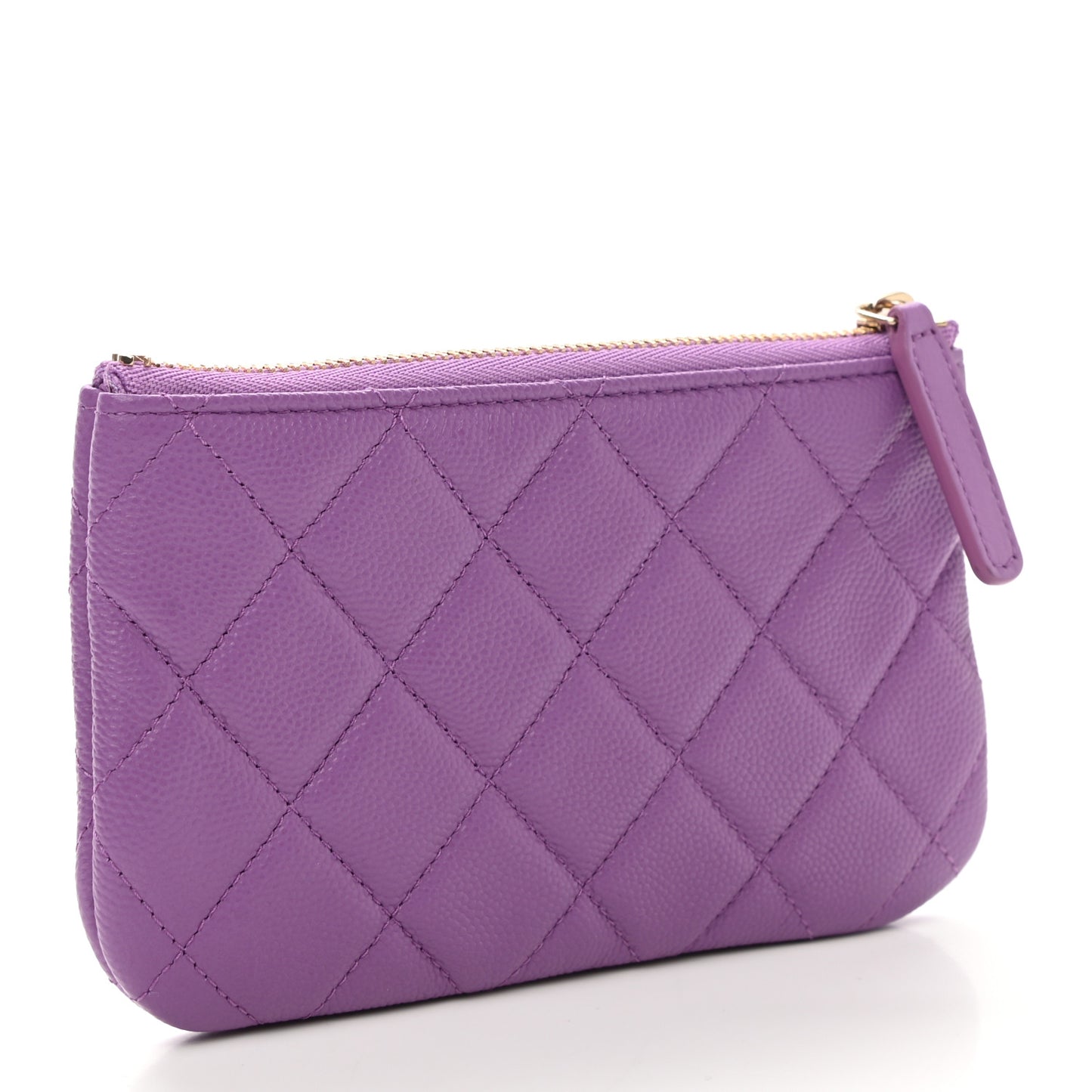 Caviar Quilted Small Cosmetic Case Purple