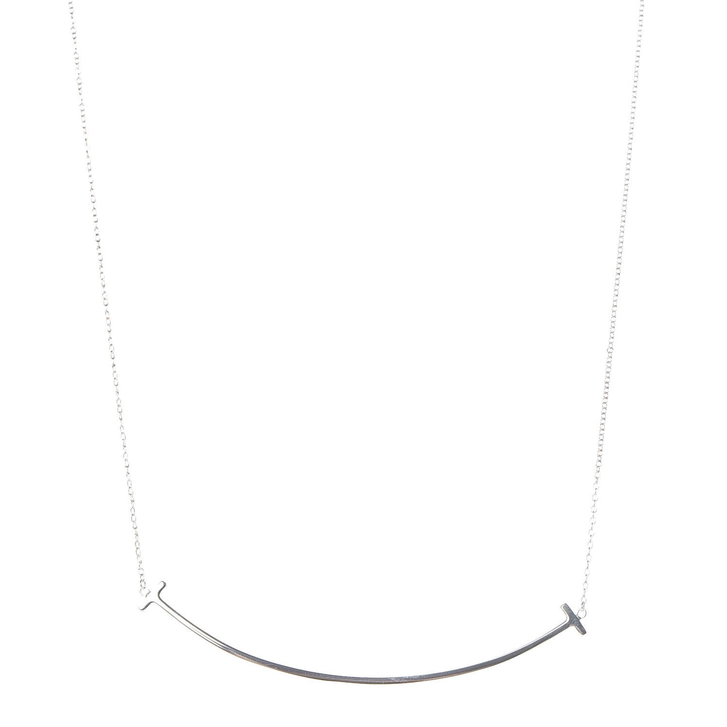 Sterling Silver Large T Smile Pendant Necklace