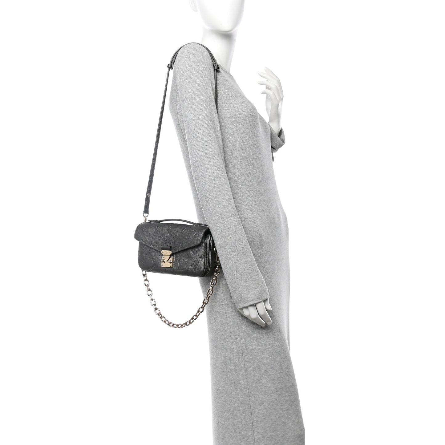 Shimmery Empreinte LV Ski Pochette Metis East West Gun Metal