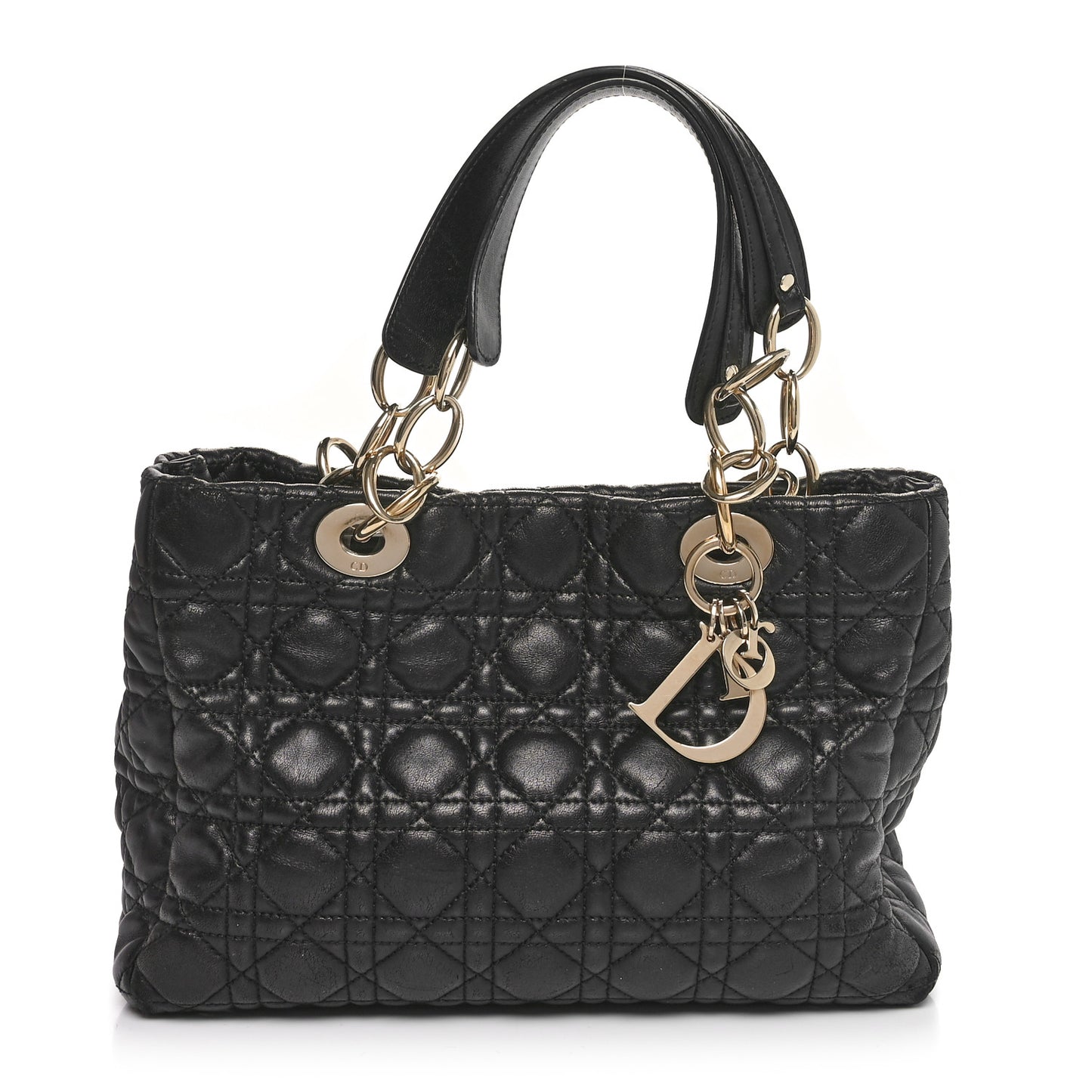 Lambskin Cannage Small Dior Soft Zipped Shopping Tote Black