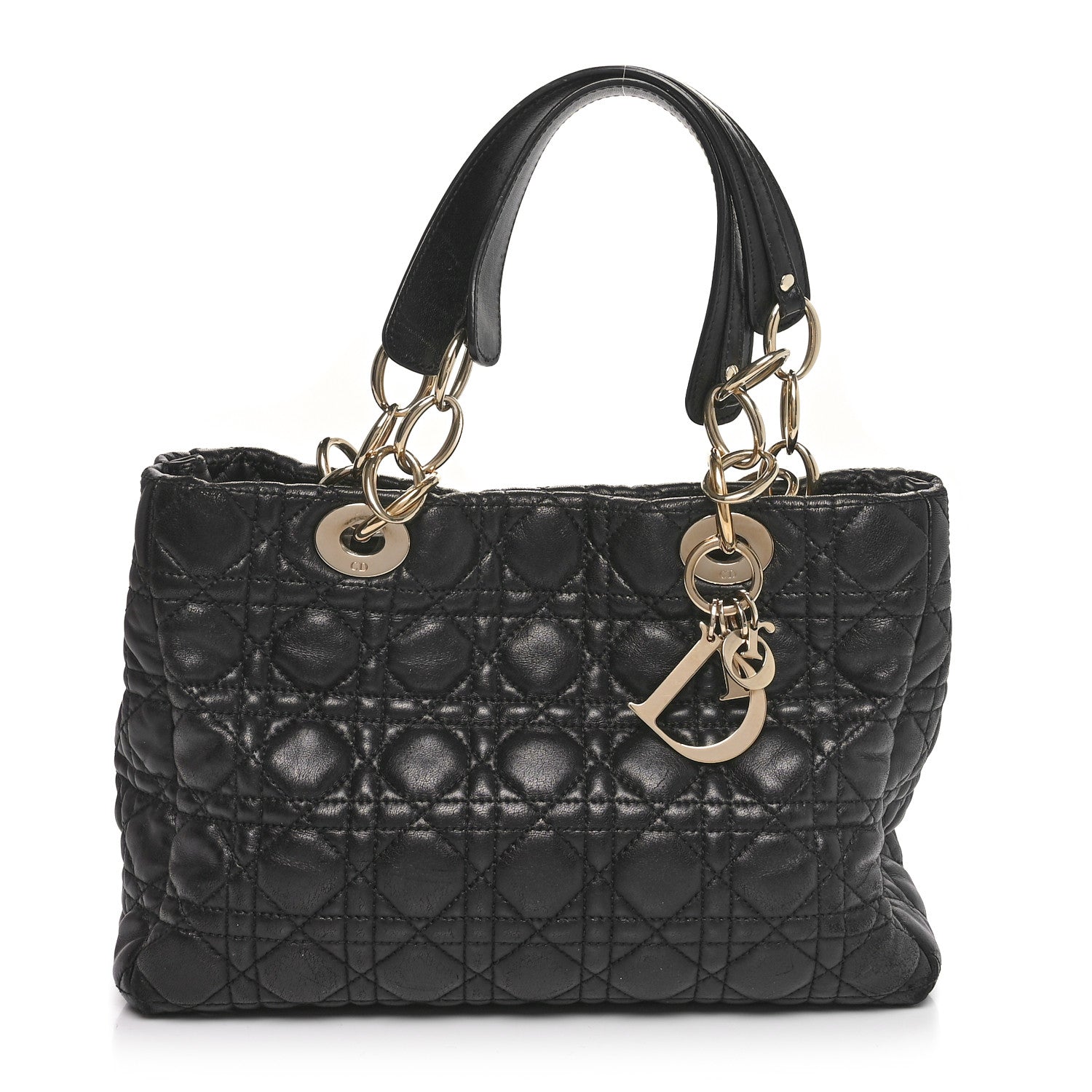 Christian Dior Lambskin Cannage Small Dior Soft Zipped Shopping Tote Black 1 of 9