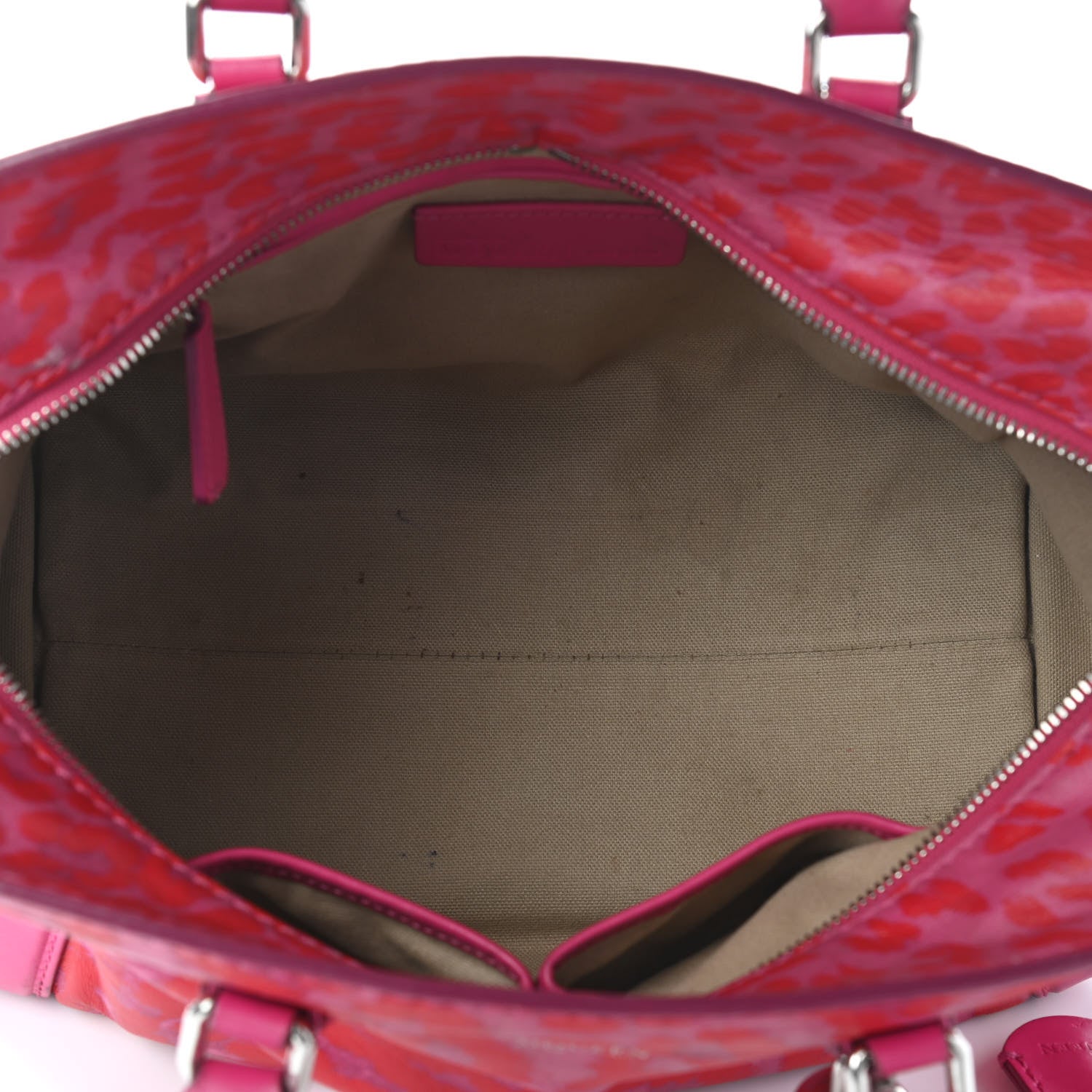 Alexander McQueen Calfskin Leopard Print Small Skull Padlock Zip Around Tote Pink 4 of 8