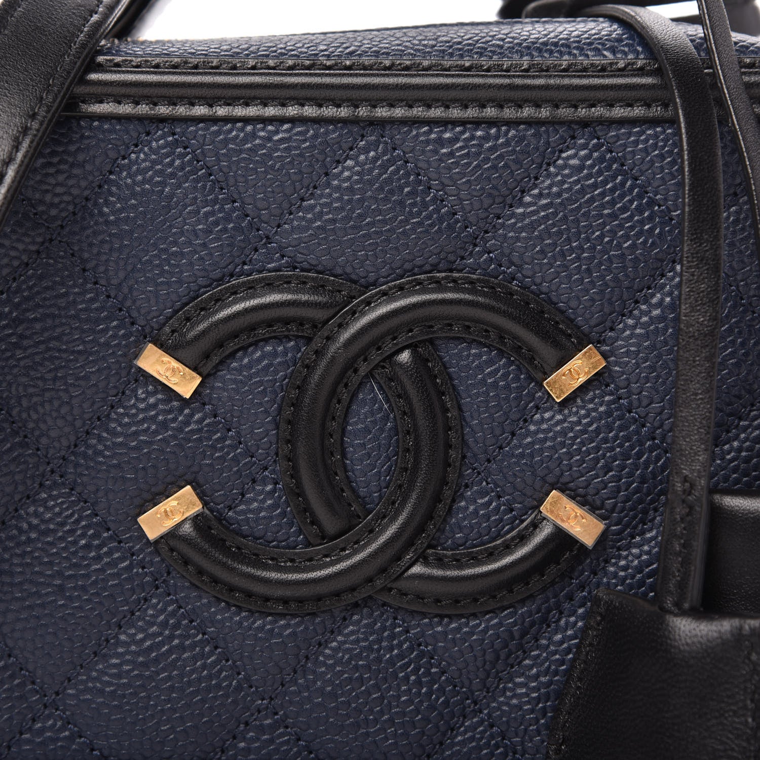 Chanel Caviar Quilted Small CC Filigree Vanity Case Navy Black 10 of 10