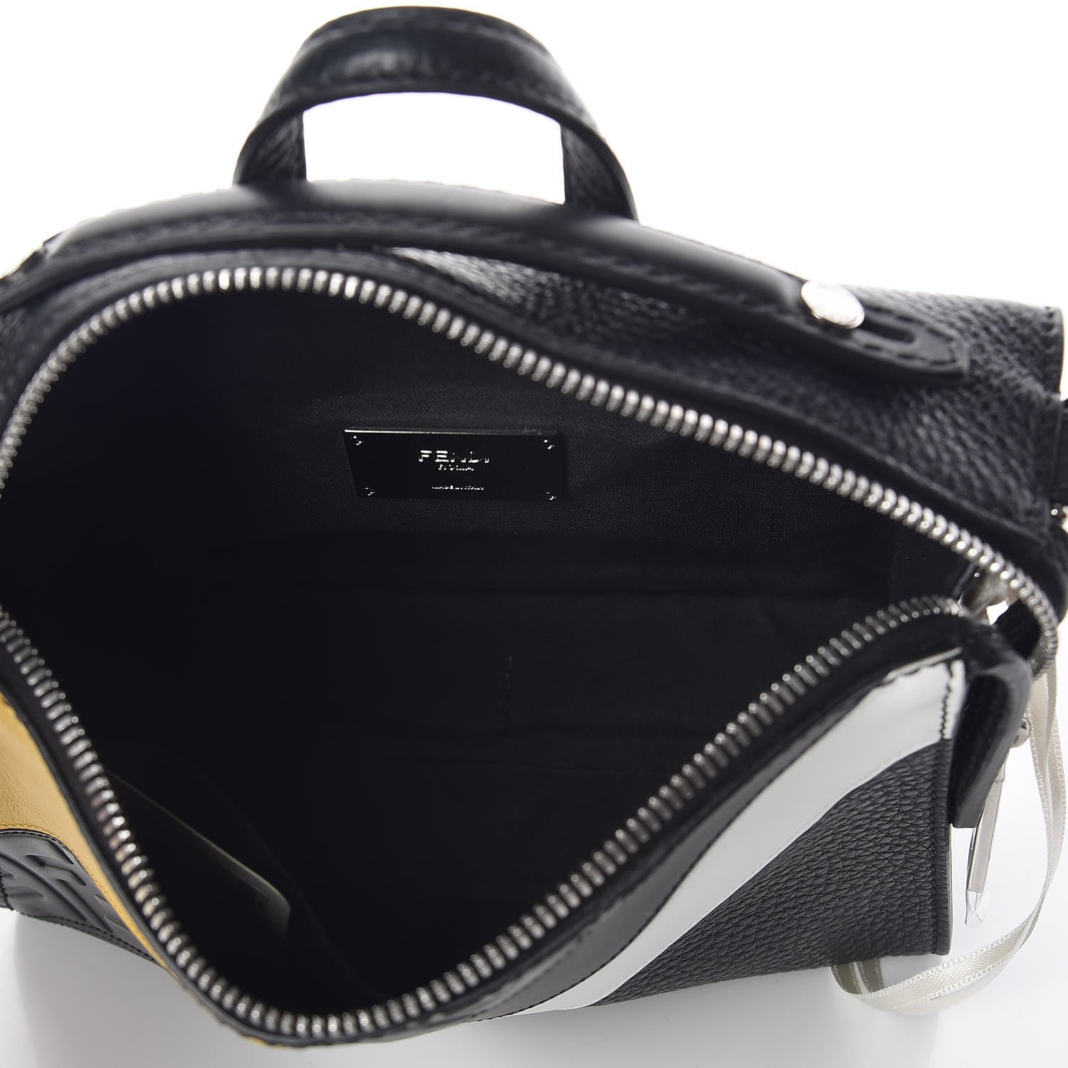 Fendi Cuoio Romano FF 1974 Embossed Stripes Mini Lui Bag Black Sunflower White 5 of 8