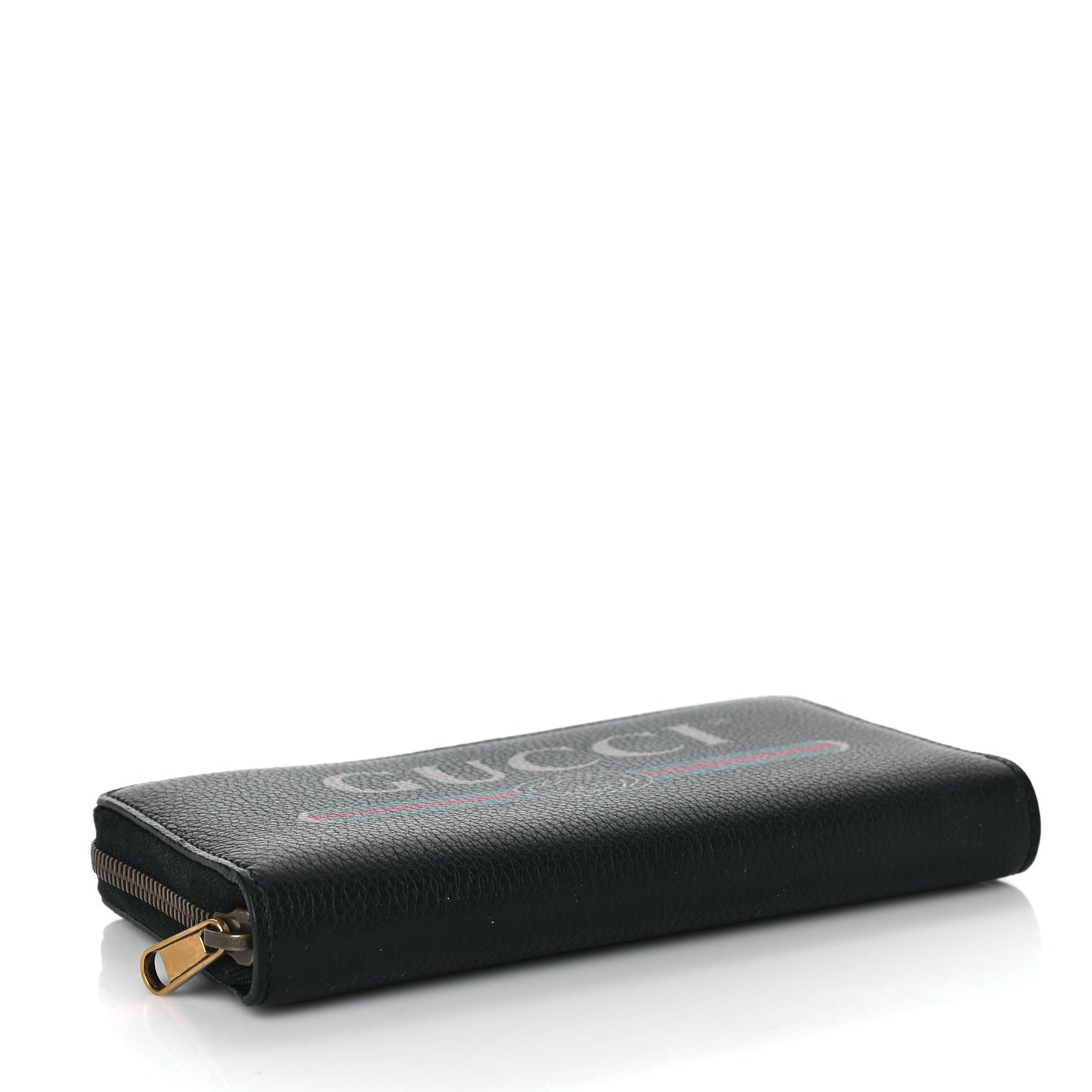 Calfskin Logo Zip Around Wallet Black