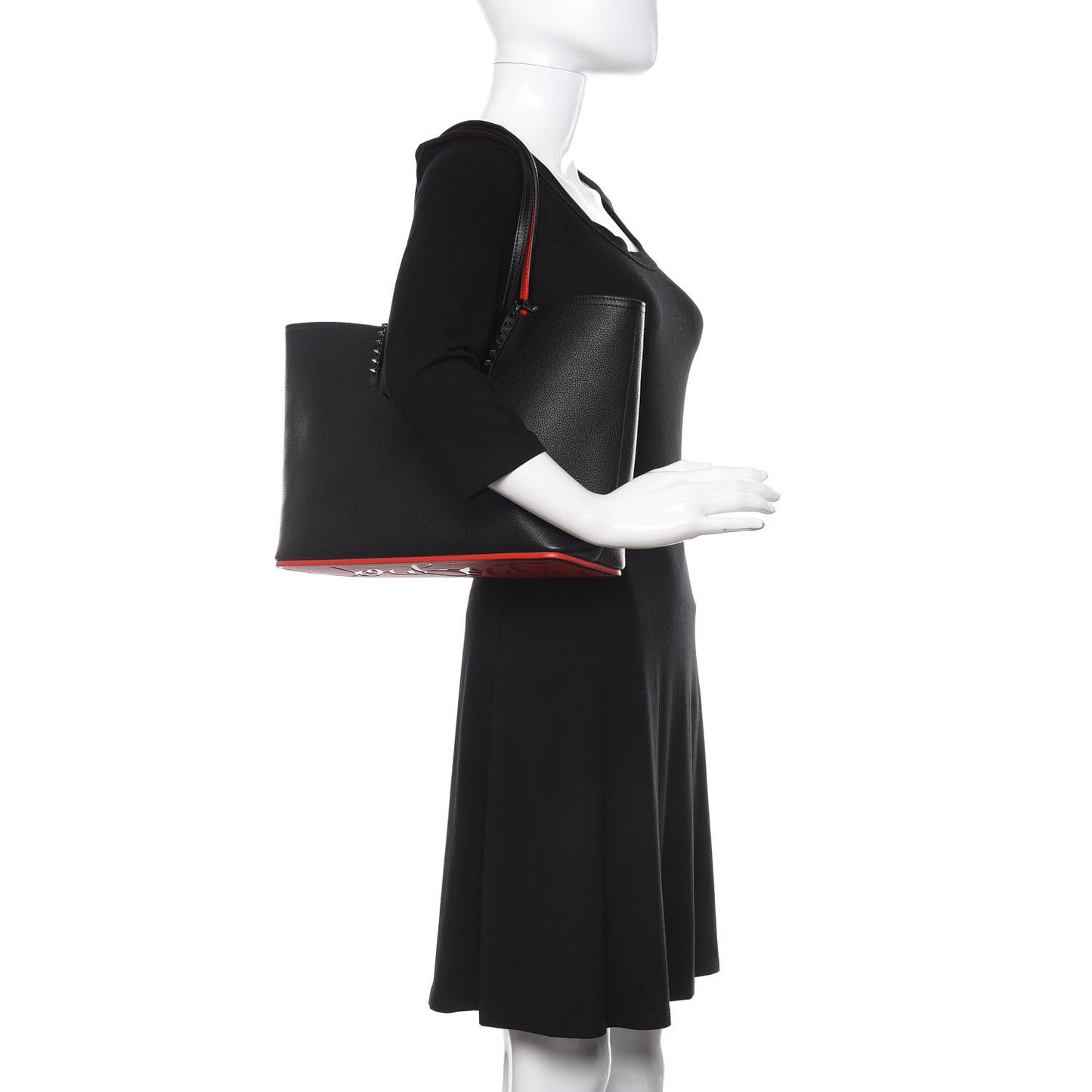 Calfskin Spikes Small East West Cabata Tote Black