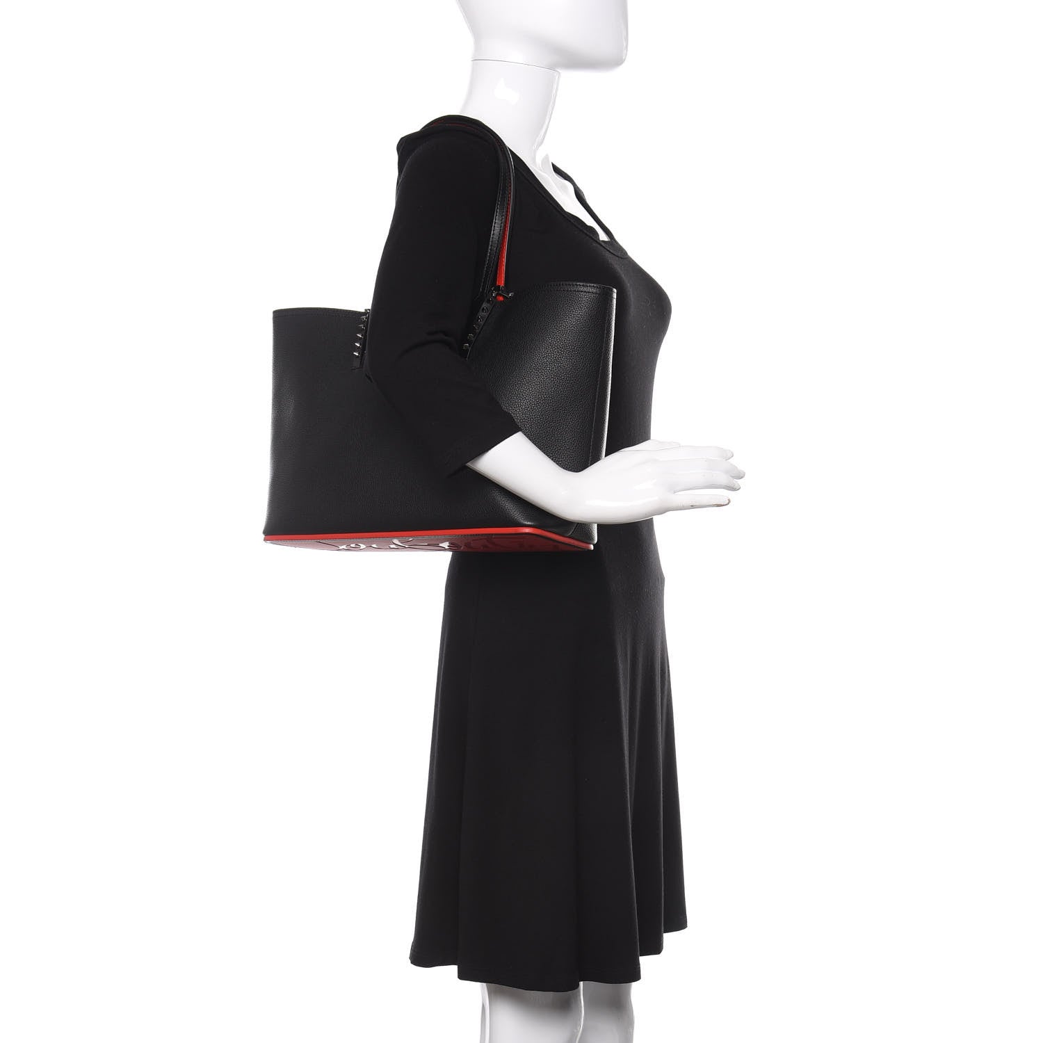 Christian Louboutin Calfskin Spikes Small East West Cabata Tote Black 2 of 16