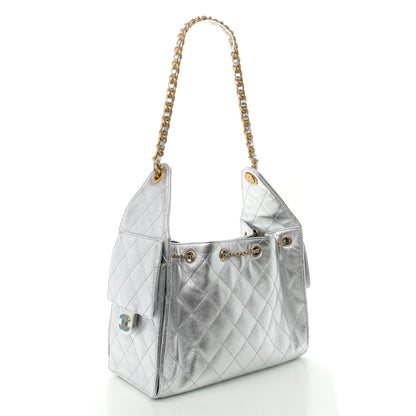 Chanel Metallic Caviar Quilted Small Chanel 25 Handbag Silver 3 of 10
