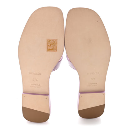 Hermes Calfskin Oran Sandals 37.5 Bruyère 6 of 10