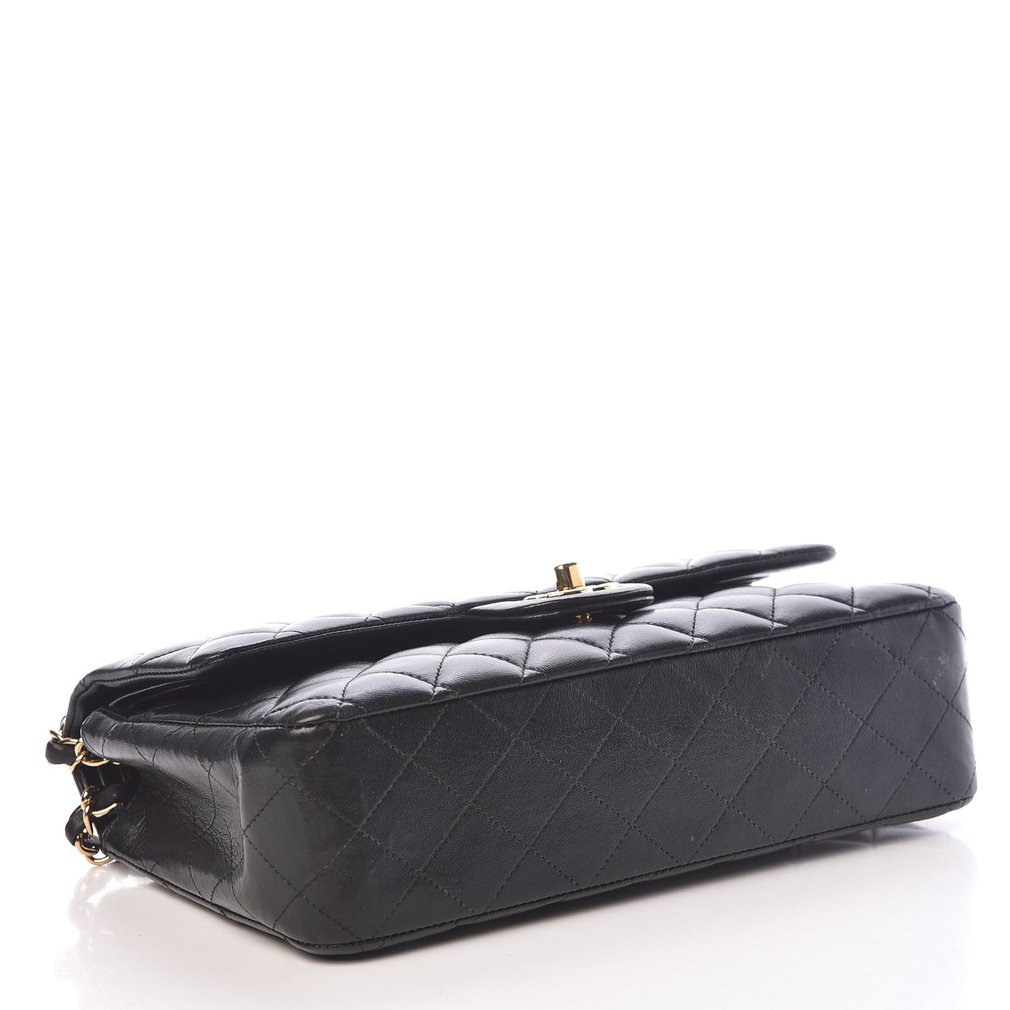 Lambskin Quilted Medium Double Flap Black