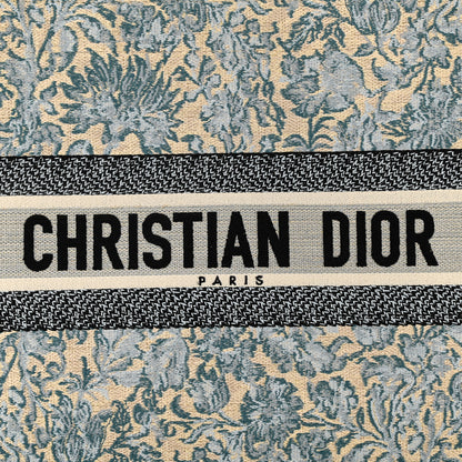 Christian Dior Canvas Embroidered Medium Brocart Book Tote Metallic Blue 8 of 8