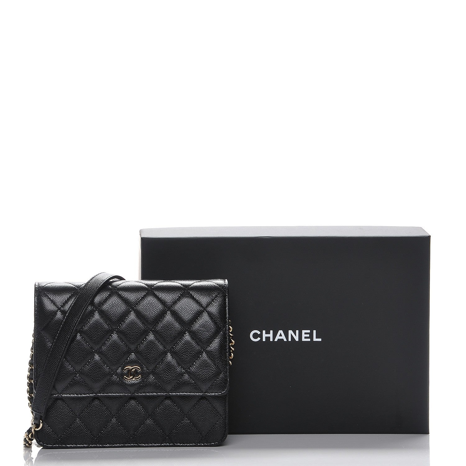 Chanel Caviar Quilted Square Wallet On Chain WOC Black 9 of 9