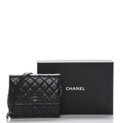 Chanel Caviar Quilted Square Wallet On Chain WOC Black 9 of 9