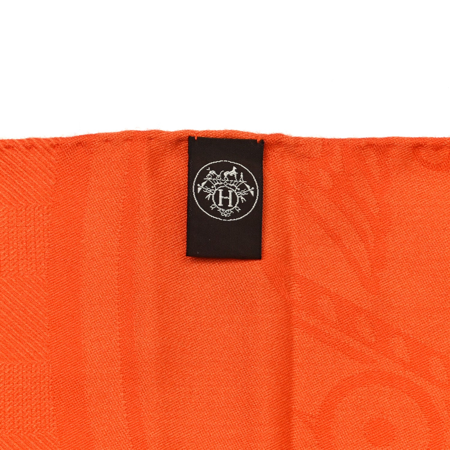 Hermes Cashmere Silk Jacquard New Libris Scarf Orange Vif 5 of 5