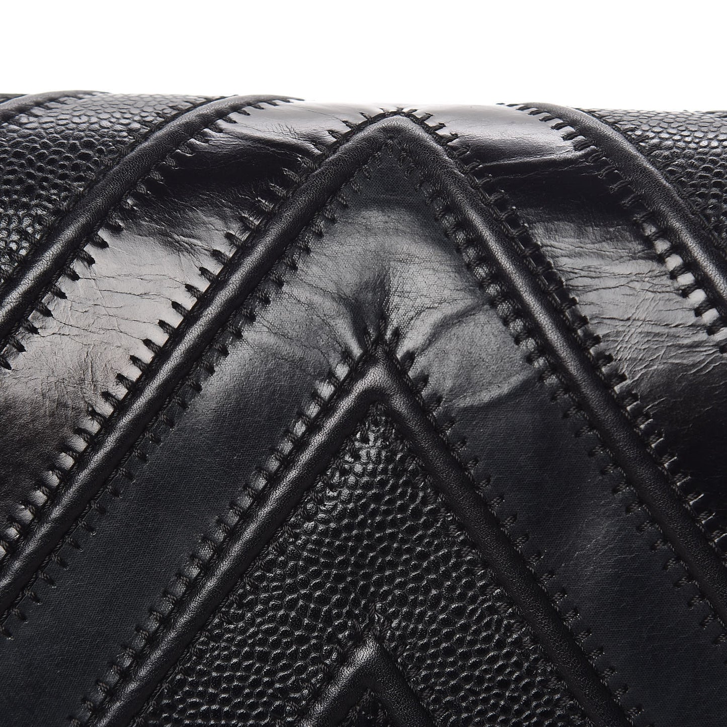 Caviar Suede Calfskin Chevron Medium Boy Flap Black