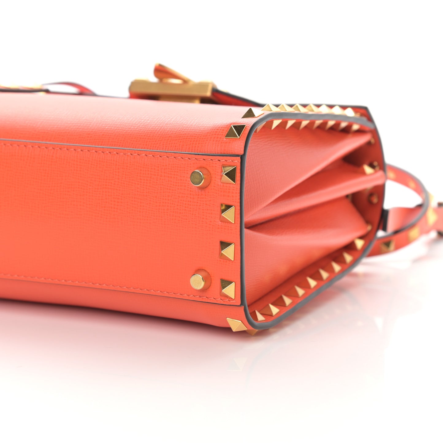 Grainy Calfskin Small Rockstud Alcove Top-Handle Flap Bag Orange
