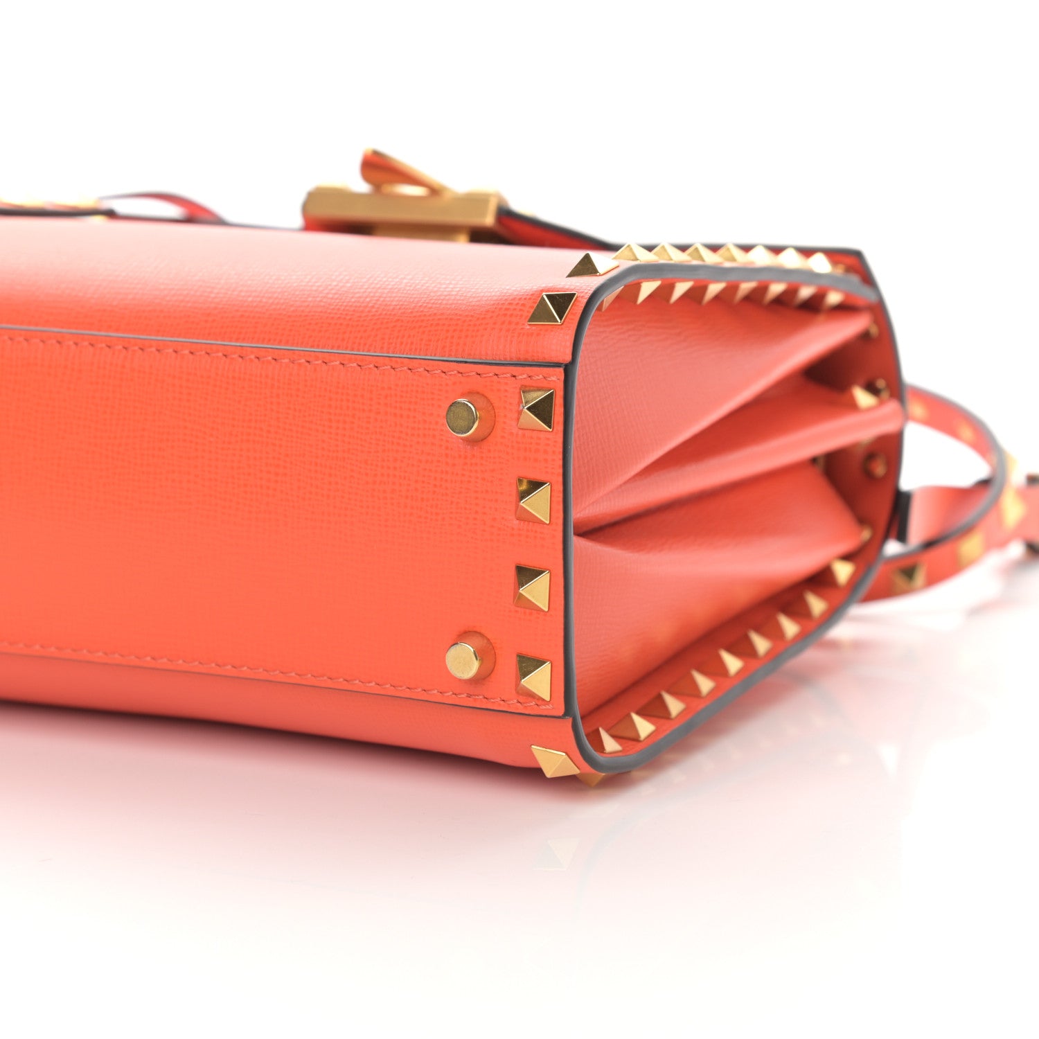 Valentino Garavani Grainy Calfskin Small Rockstud Alcove Top-Handle Flap Bag Orange 9 of 9