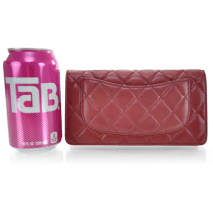 Chanel Lambskin Quilted Yen Wallet Red 2 of 10