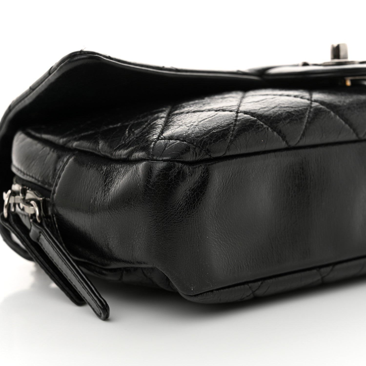 Chanel Glazed Calfskin Quilted Medium Duo Color Flap Black 9 of 11