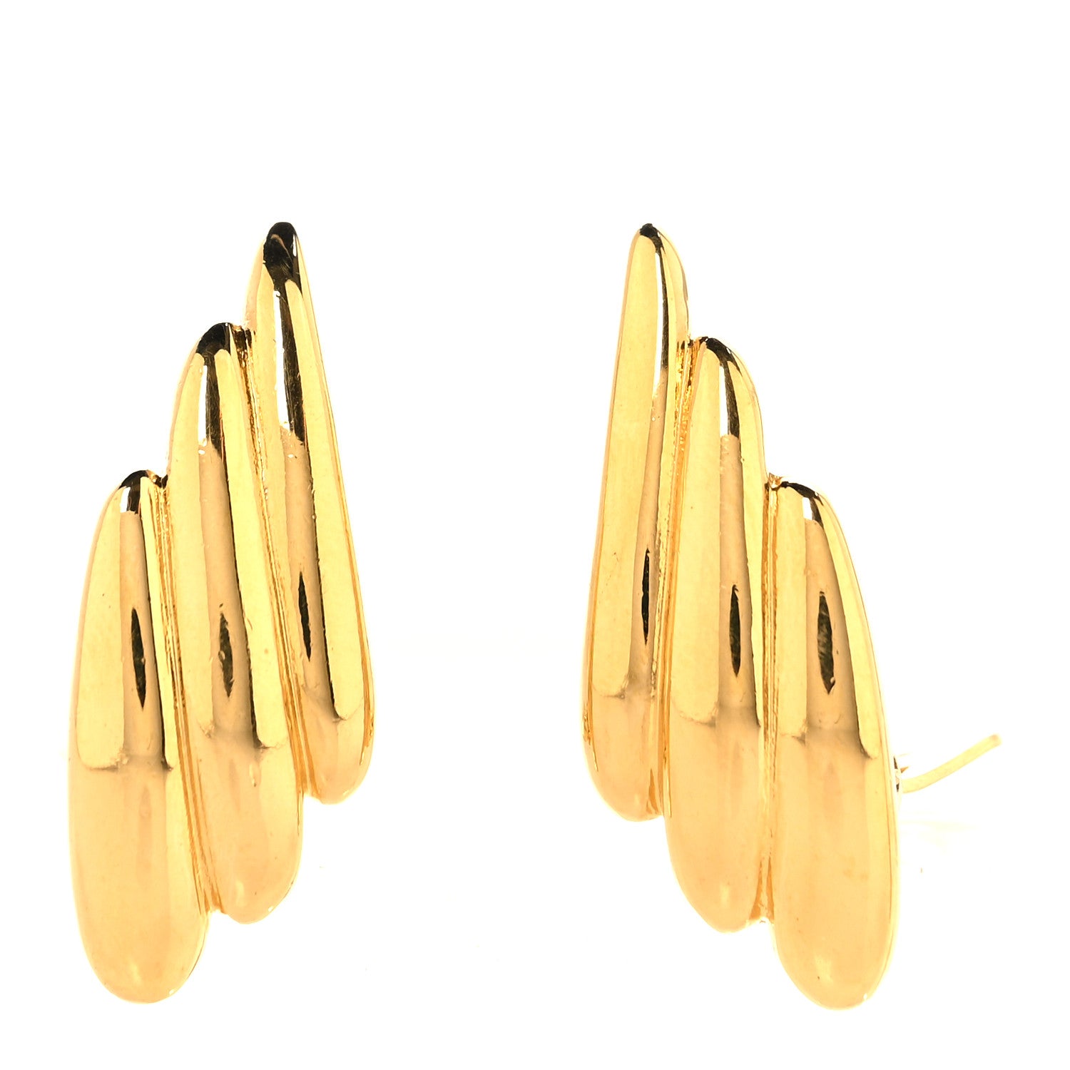 Saint Laurent Brass Link Vintage Angel Wing Clip On Earrings Gold 1 of 4