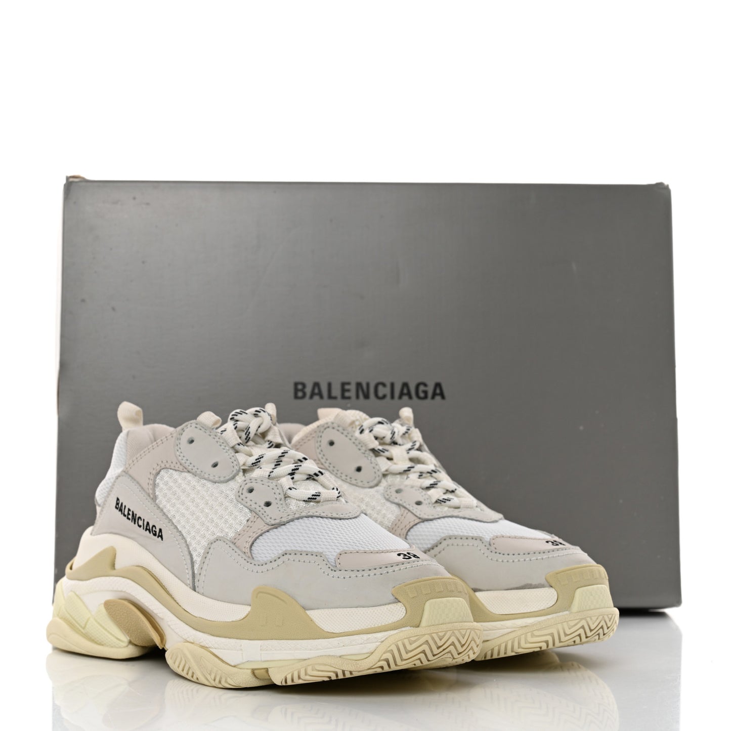 Fabric Mesh Womens Triple S Sneakers 39 White