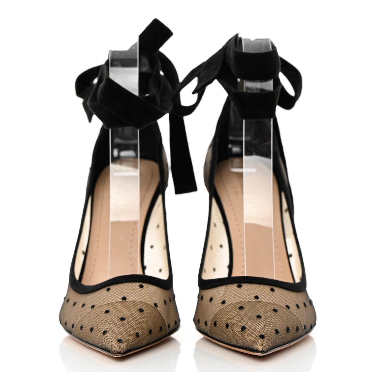 Christian Dior Suede Calfskin Plumetis Lovely-D Ankle Wrap Pumps 37 Black 3 of 16