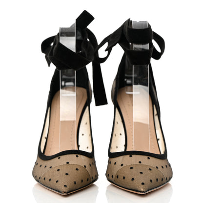 Christian Dior Suede Calfskin Plumetis Lovely-D Ankle Wrap Pumps 37 Black 3 of 16