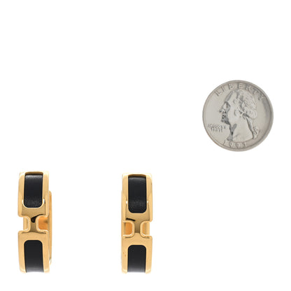 Hermes Box Calfskin Olympe Hoop Earrings Black 2 of 5