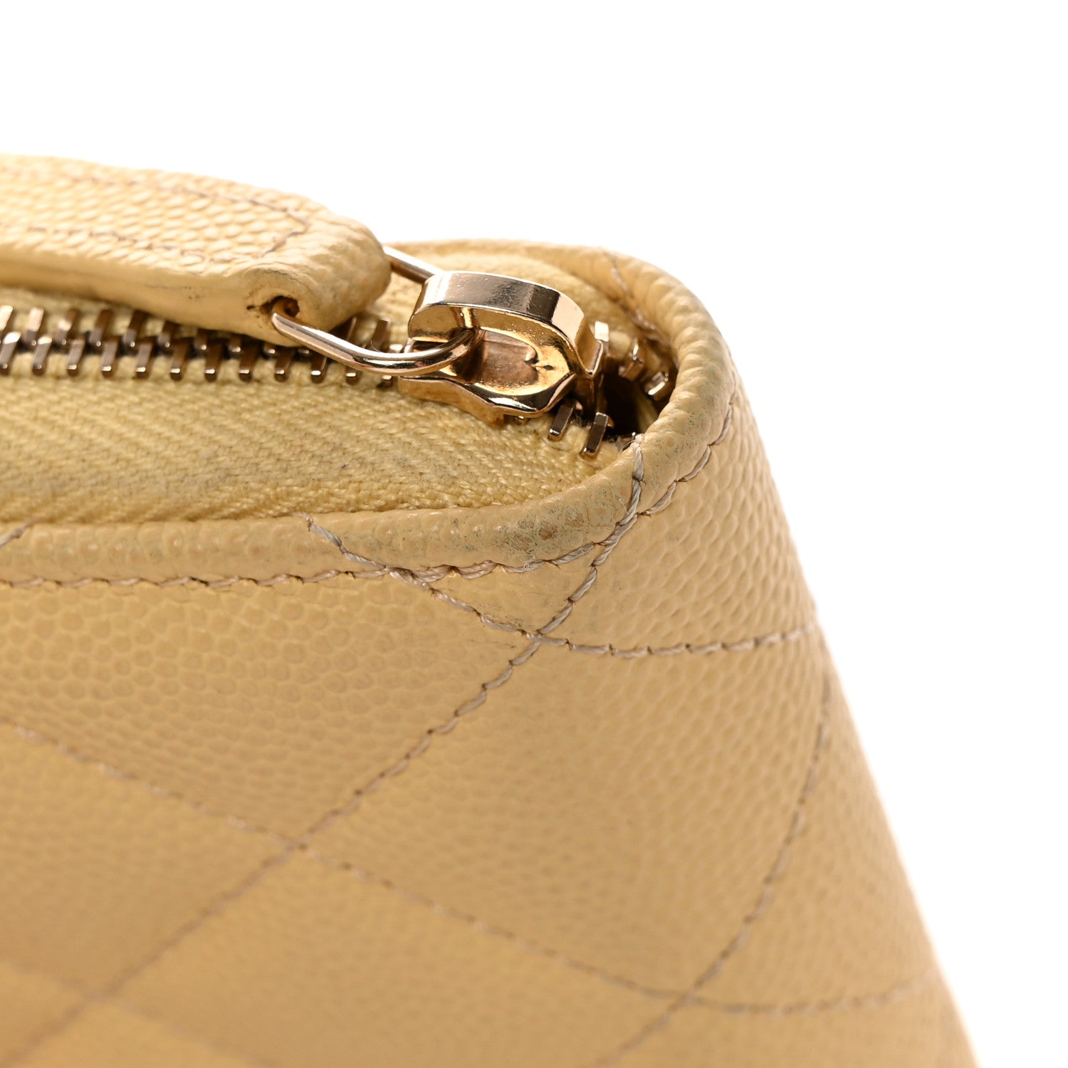 Chanel Caviar Quilted Zip Coin Purse Yellow 9 of 12