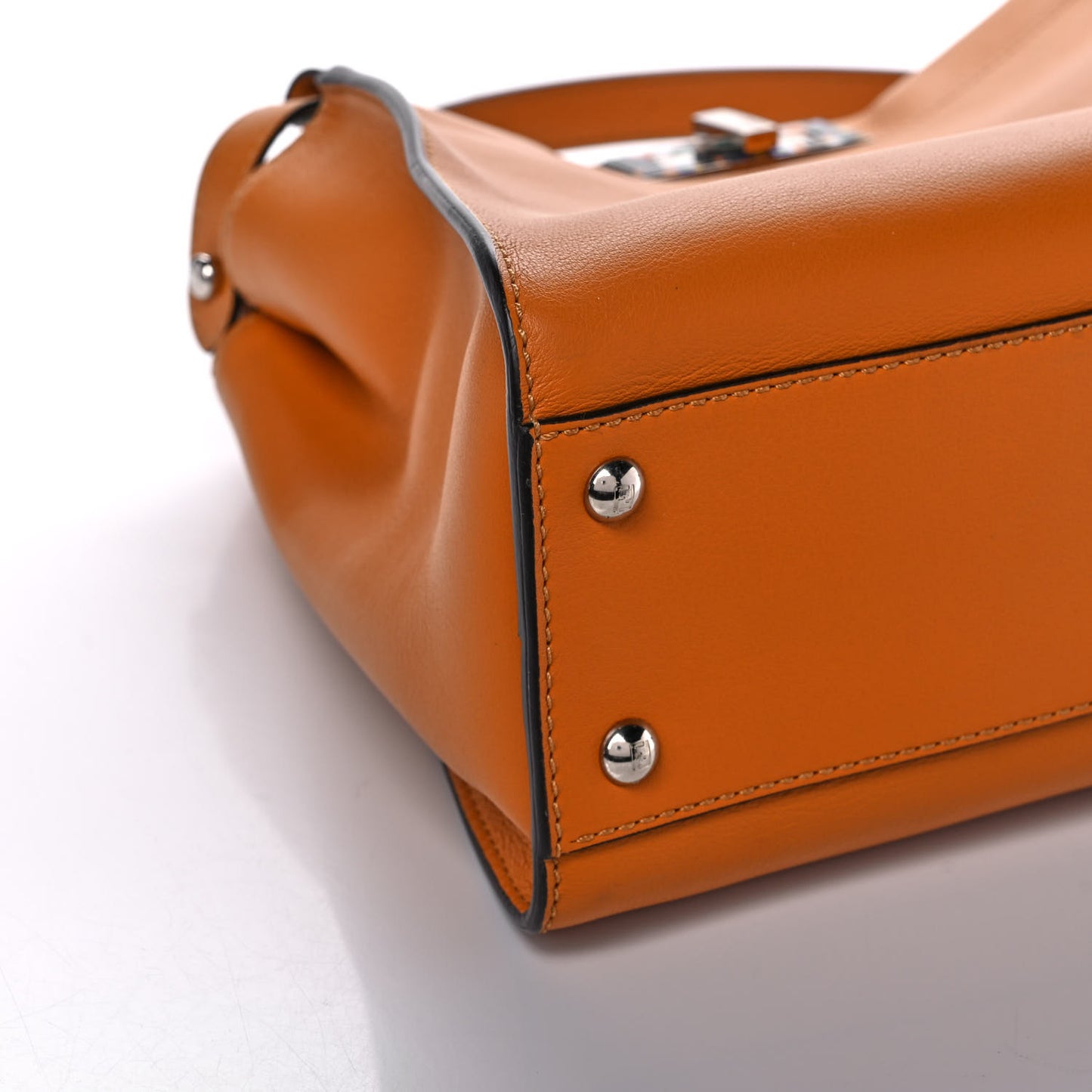 Vitello Seta Shiny Nappa Plexiglass Granite Medium Peekaboo Iconic Satchel Ginger Latte
