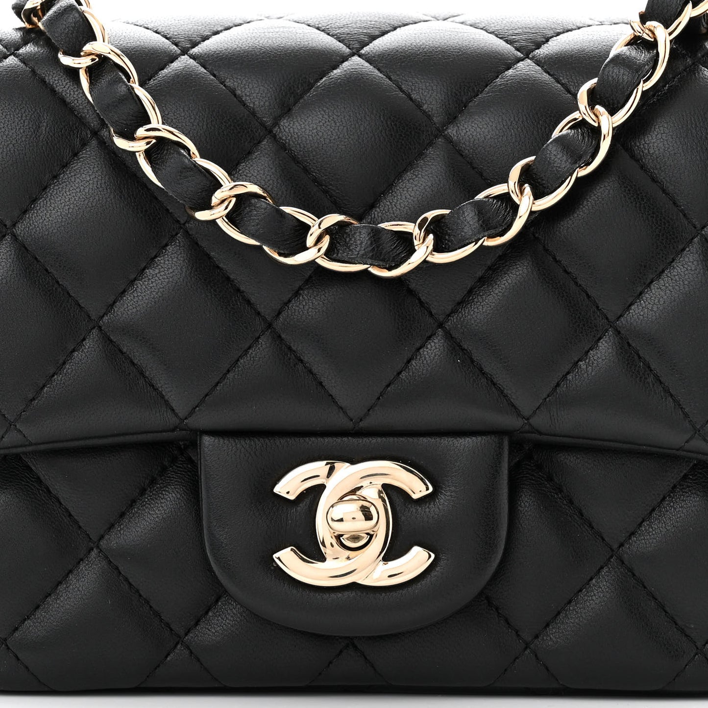Lambskin Quilted Mini Square Flap Black