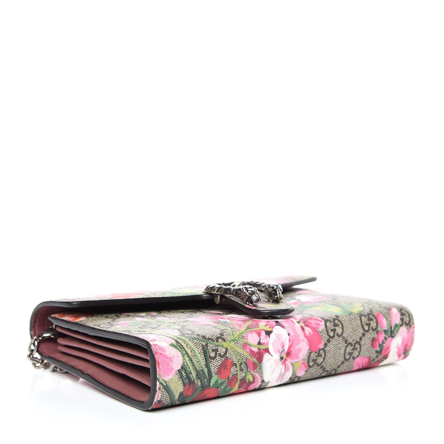 Gucci GG Supreme Monogram Blooms Mini Dionysus Chain Wallet Beige Multicolor Dry Rose 4 of 11