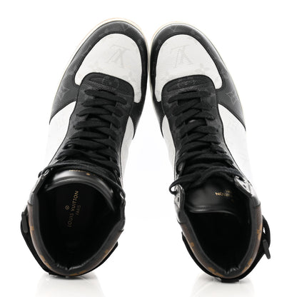 Louis Vuitton Calfskin Monogram Mens Rivoli High Top Sneakers 9 Black 2 of 13